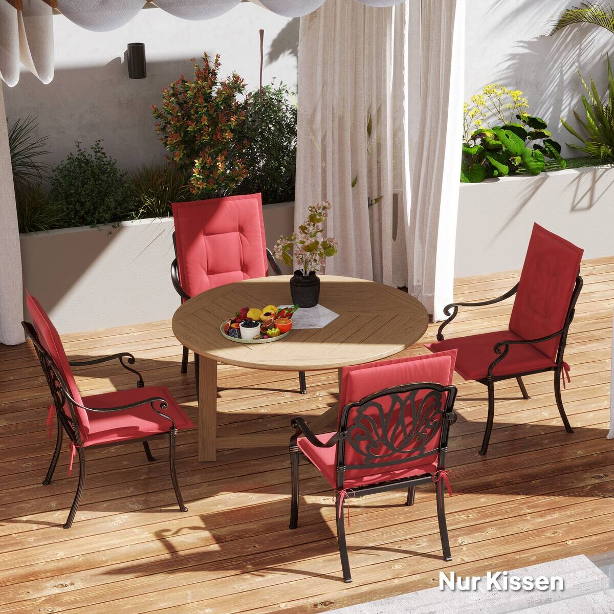 Outsunny Sitzkissen 4er Set weinrot Polyester B/H/L: ca. 50x5x108 cm