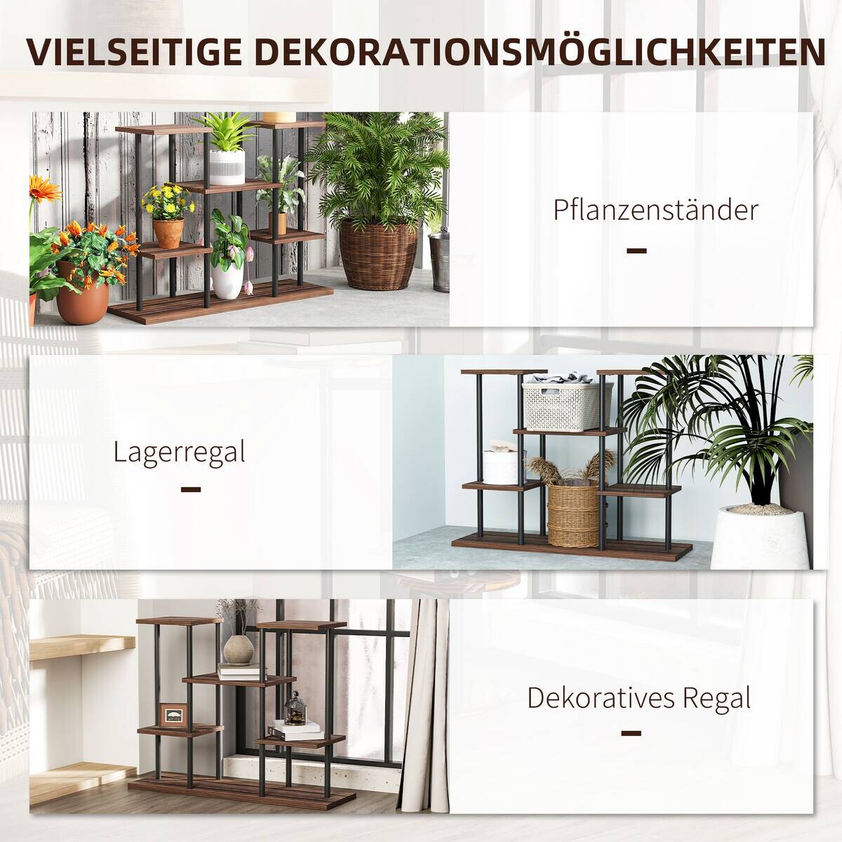 Outsunny Blumenständer braun Holz B/H/L: ca. 24x61,5x80 cm