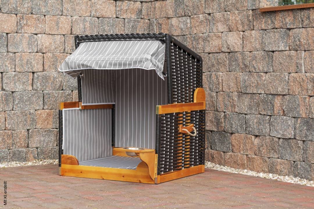 Hundestrandkorb braun Holz B/H/T: ca. 75x95x65 cm