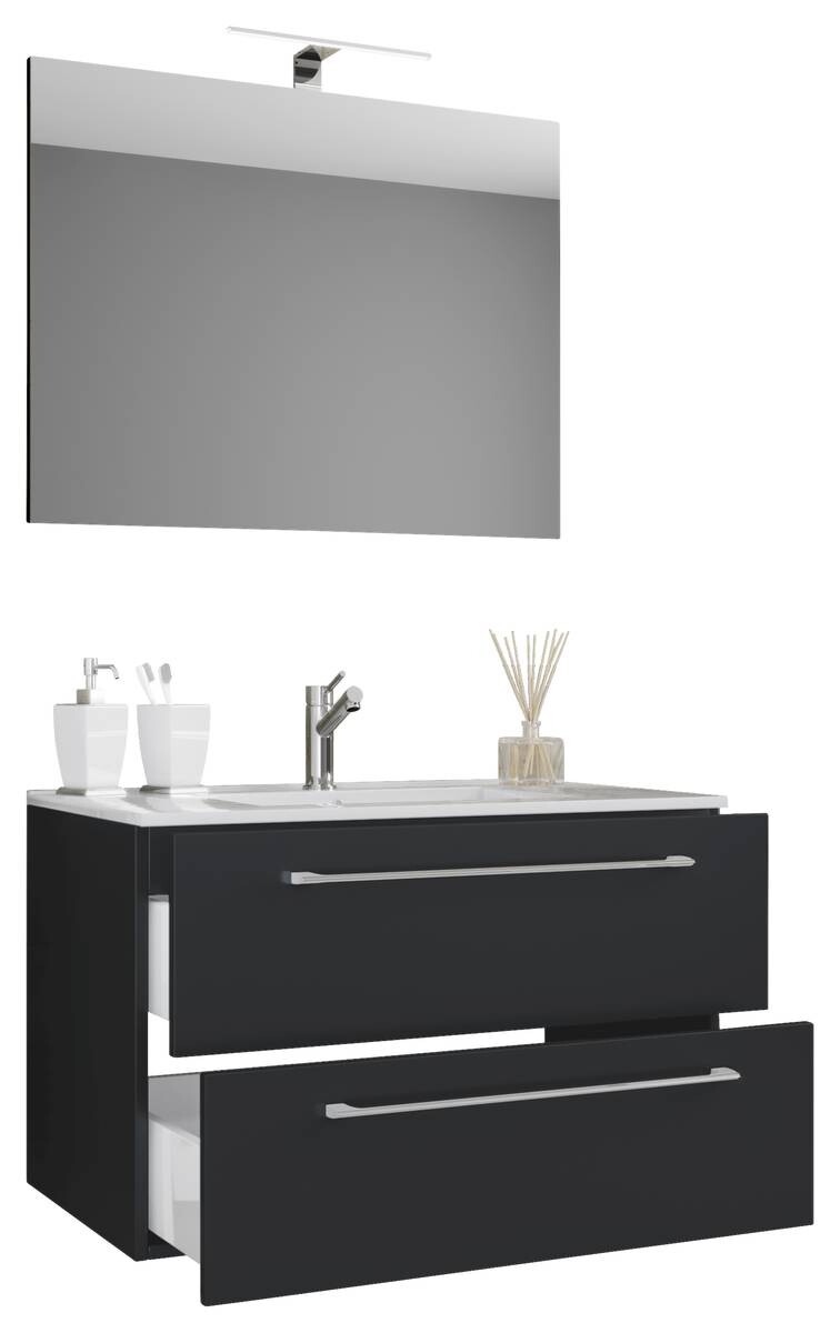 Waschplatz 3tlg-Badinos weiß schwarz B/H/T: ca. 80x50x46 cm