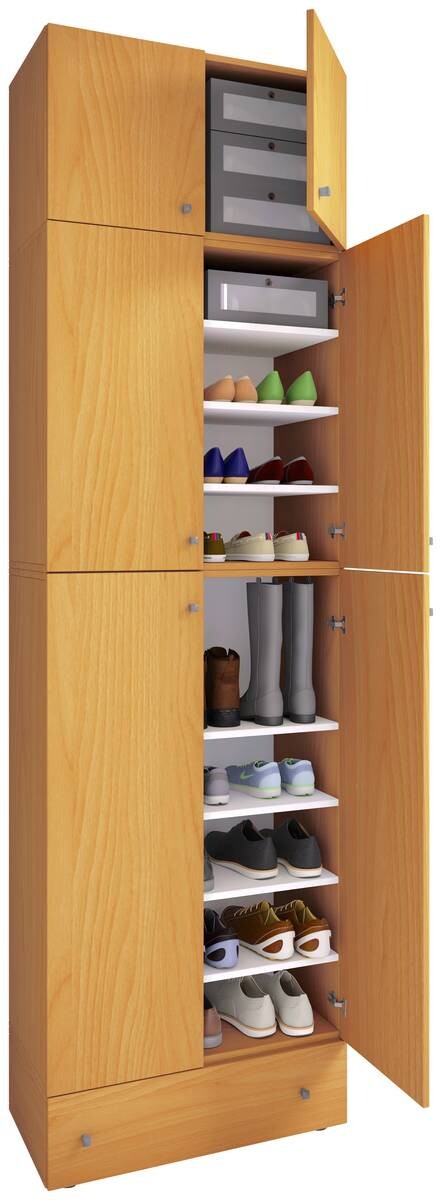 Schuhschrank Lona buche Nachbildung weiß B/H/T: ca. 70x240x39 cm