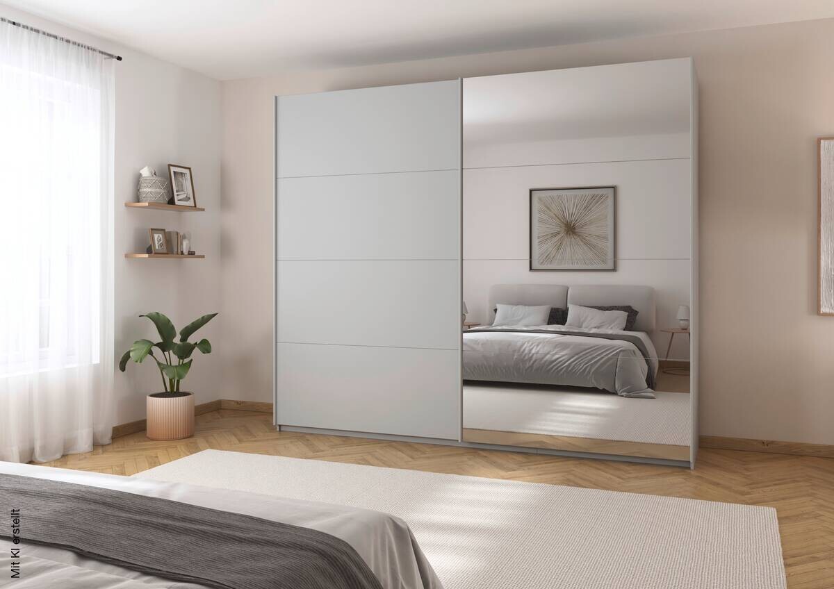 Schwebetürenschrank Quadra Seidengrau B/H/T: ca. 270x229x62 cm