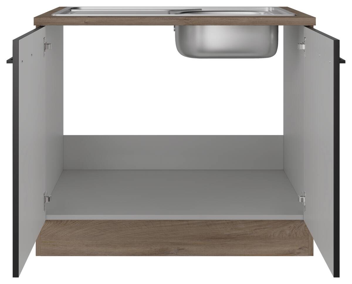 Spülenschrank Capri schwarz matt B/H/T: ca. 100x85x60 cm