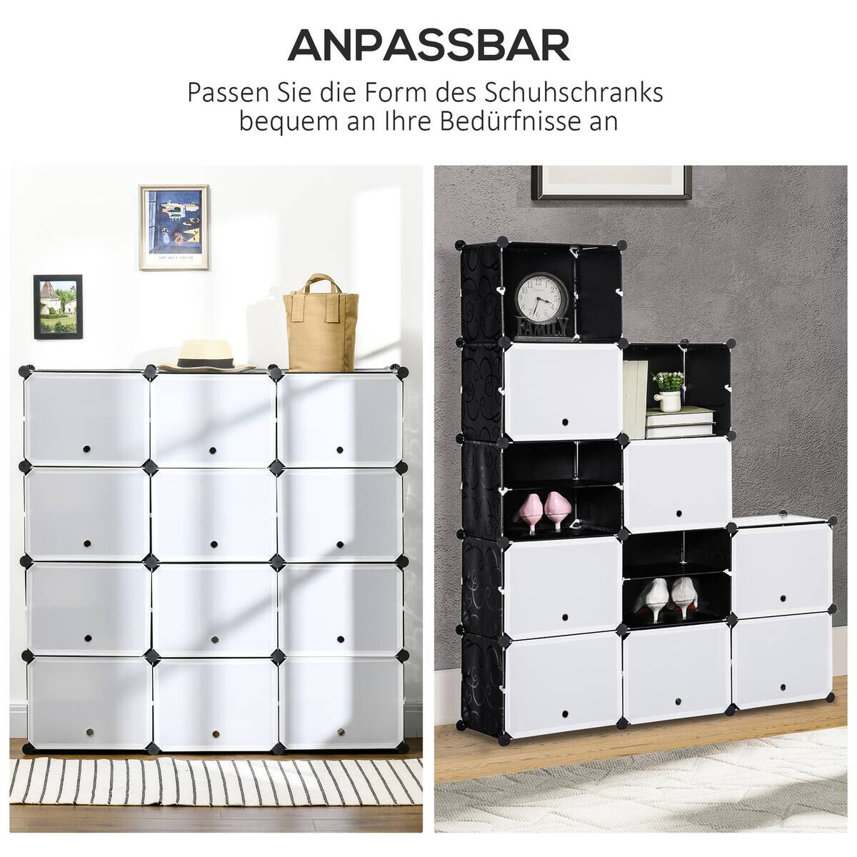 HOMCOM Regal schwarz Polypropylen B/H/L: ca. 32x125x125 cm