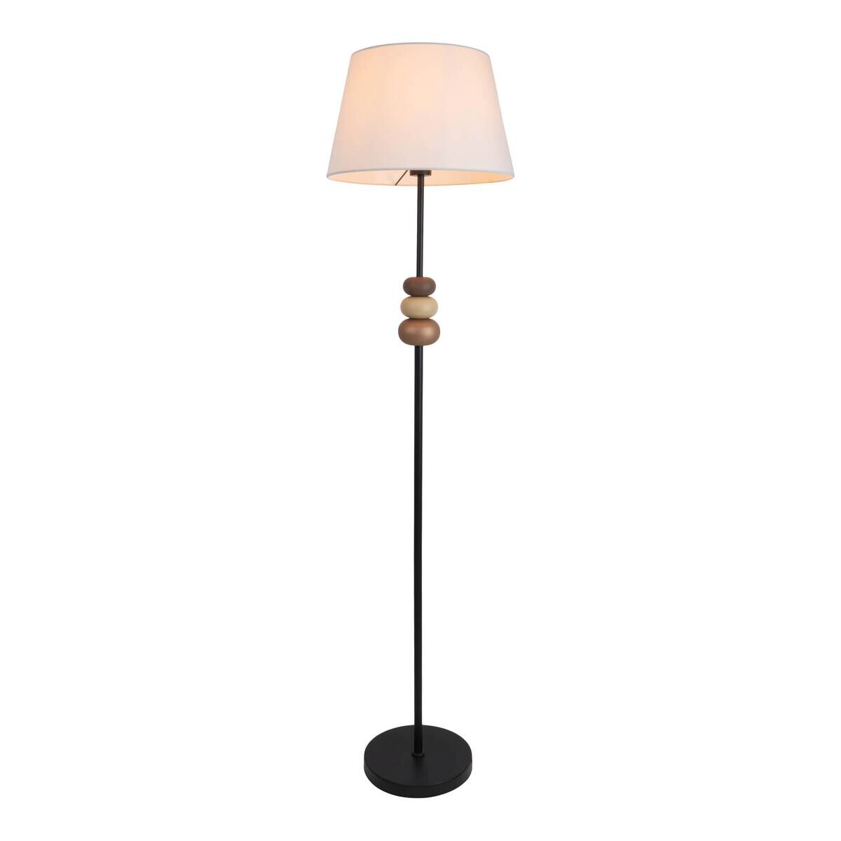 Näve Leuchten Stehlampe schwarz Metall Textil B/H/T/D: ca. 38x155x38x38 cm E27 1 Brennstellen