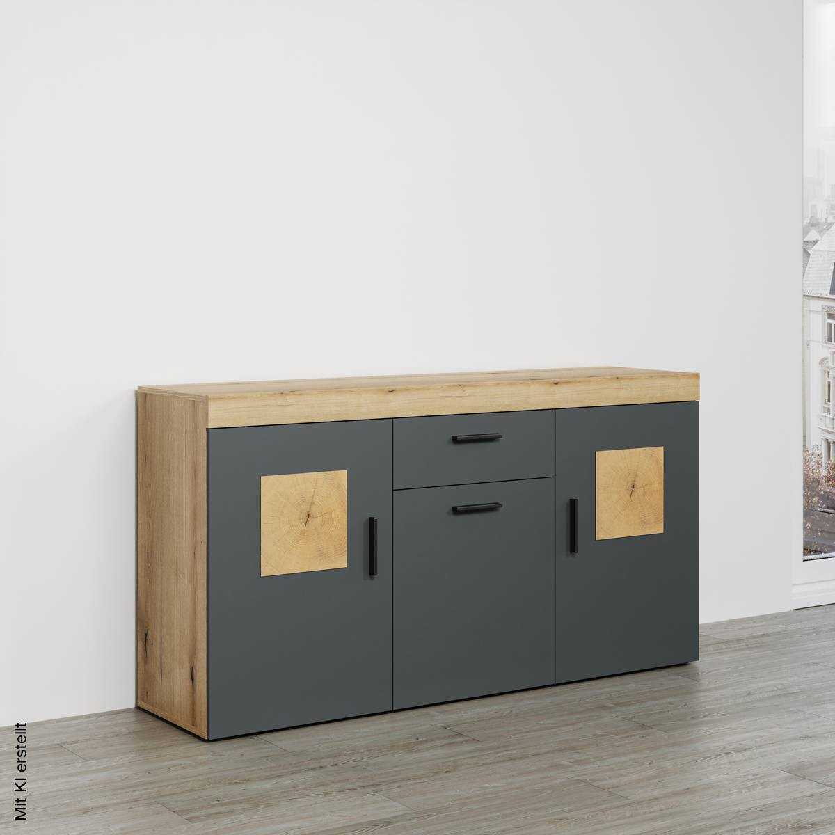 Sideboard Tyler Eiche Evoke Coast Nachbildung anthrazit B/H/T: ca. 159x86x41 cm