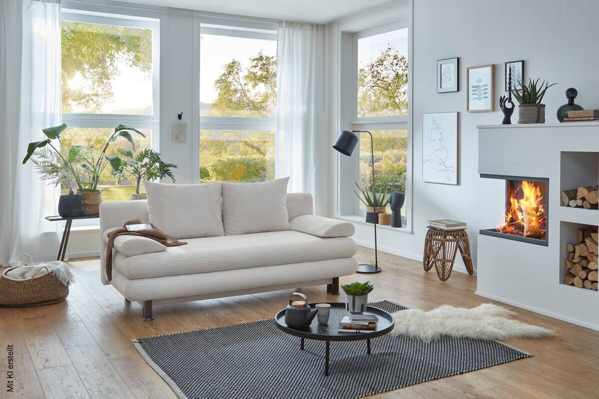 Schlafsofa Bern natur Microfaser B/H/T: ca. 190x93x92 cm