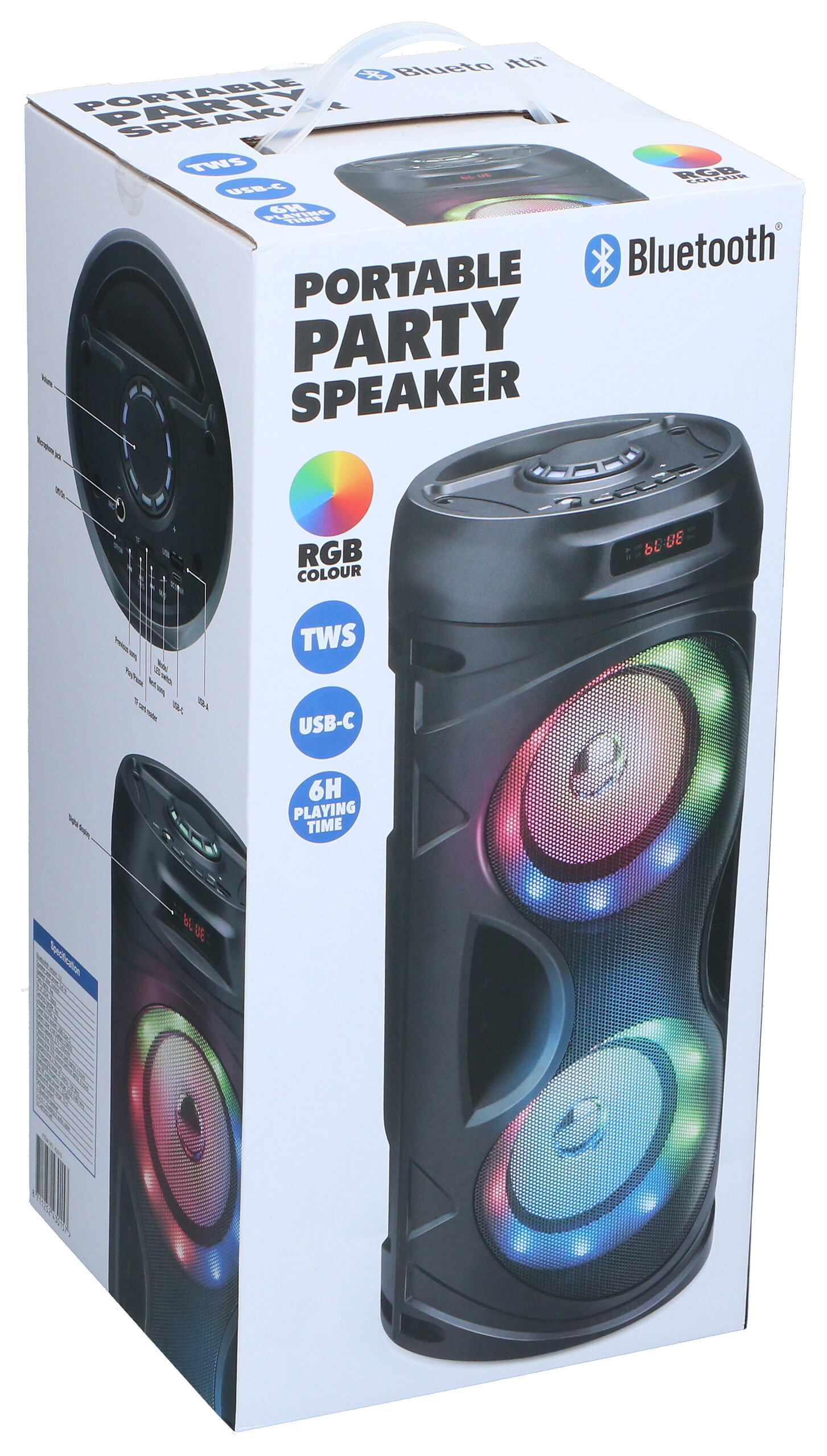 Bluetooth-Lautsprecher schwarz B/H/L: ca. 18,9x41,5x19 cm