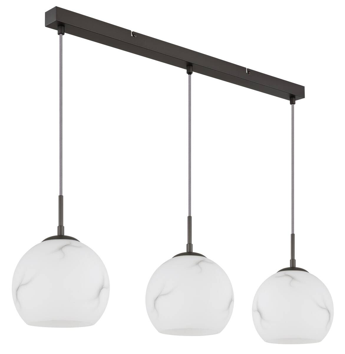 GLOBO Pendelleuchte RAGUSA schwarz Glas Metall B/H/T: ca. 2x120x9 cm E27 3 Brennstellen