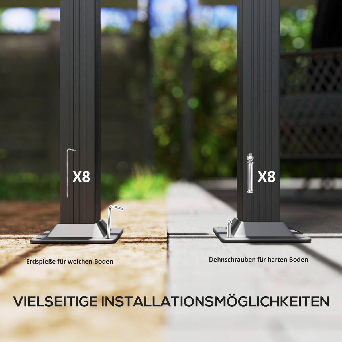 Outsunny Pergola beige Aluminium B/H/L: ca. 390x223x390 cm