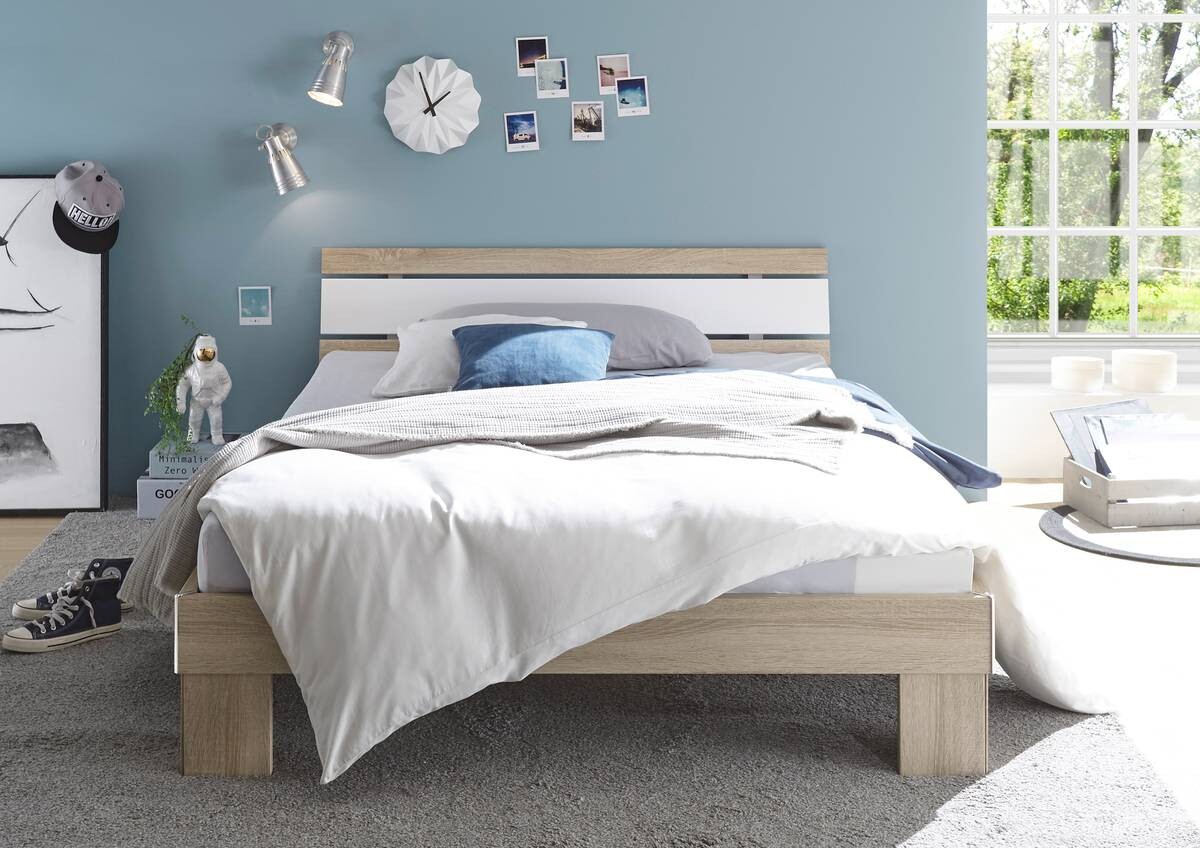 Futonbett Lyon Eiche Sonoma Nachbildung weiß Liegefläche B/L: ca. 140x200 cm