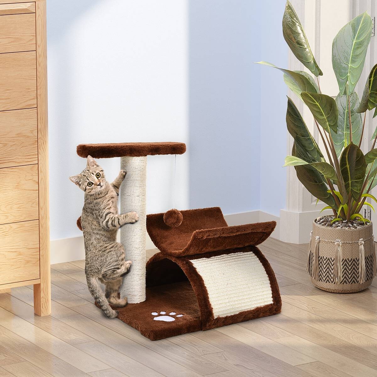 PawHut Katzenkratzbaum braun Spanplatte B/H/L: ca. 30x43x40 cm