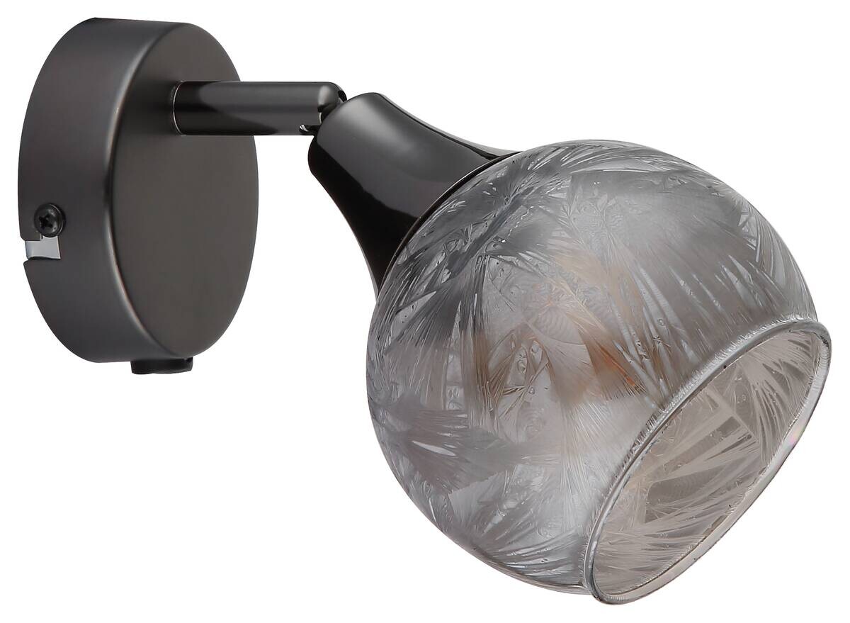 GLOBO Strahler schwarz Chrom Metall Glas B/H/L: ca. 12x14,5x14 cm E14 1 Brennstellen