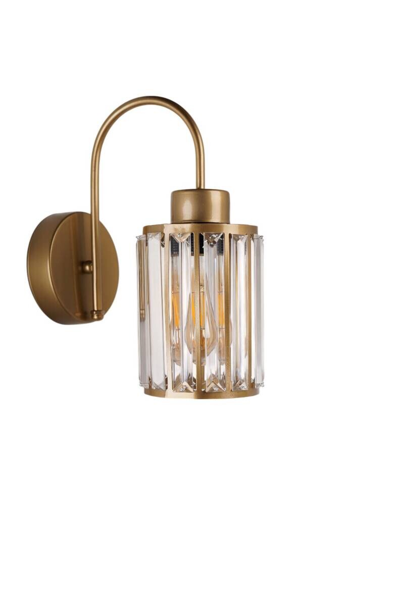 Wandleuchte gold Glas Metall B/H/L/D: ca. 12x30x12x12 cm E27 1 Brennstellen