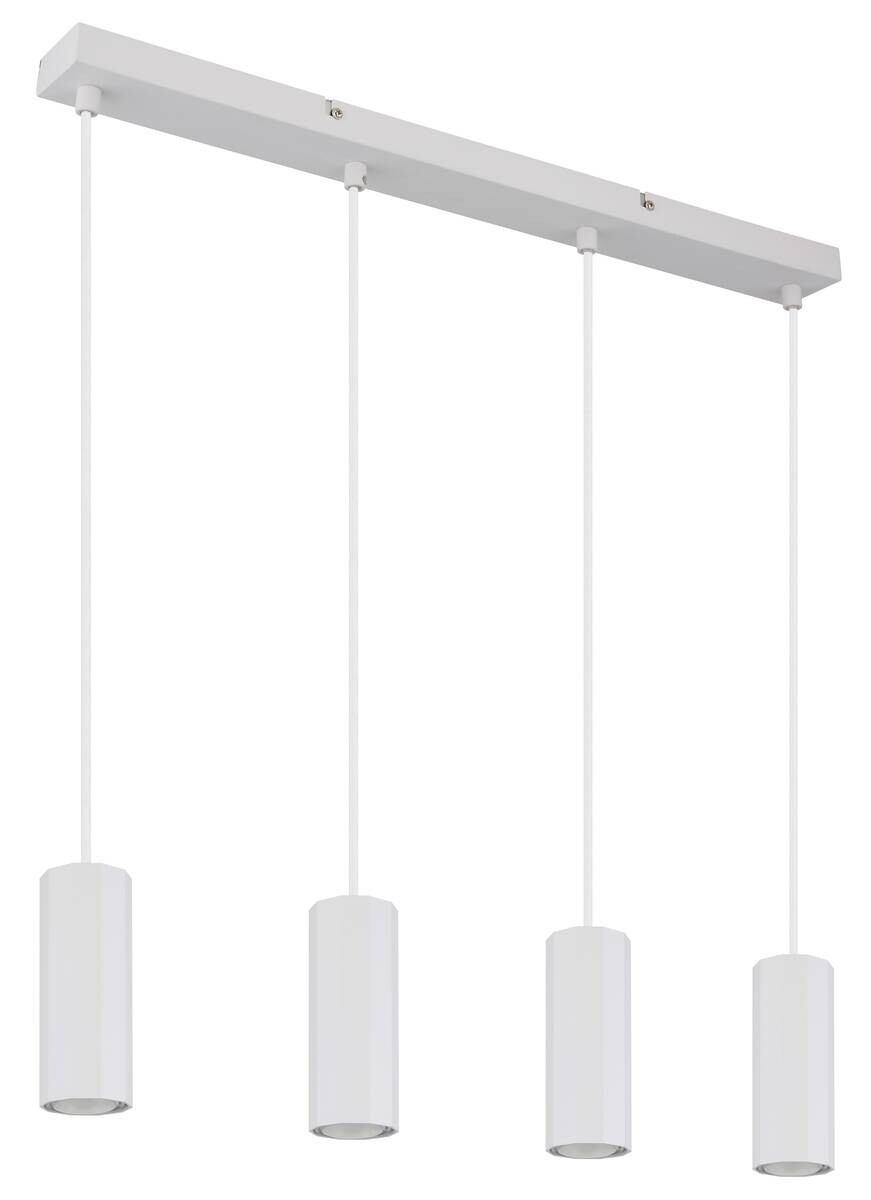 GLOBO Pendelleuchte JAMES 57918-4HW weiß Metall Kunststoff B/H/L: ca. 61x120x6 cm GU10 4 Brennstellen