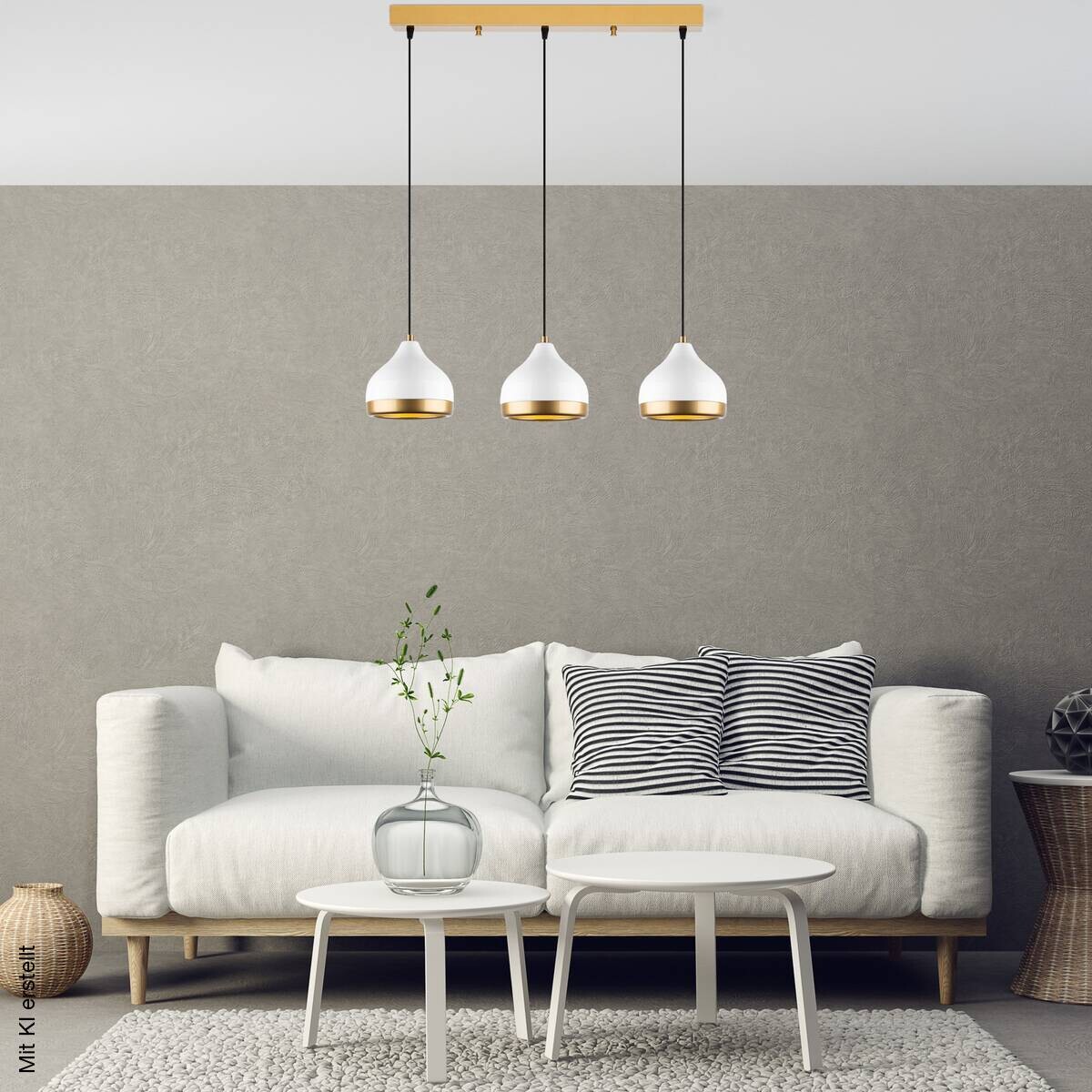 Opviq Pendelleuchte Yldo weiß B/H/T/L: ca. 67x111x17x67 cm E27 3 Brennstellen