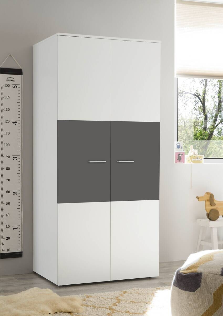 Kleiderschrank Alex weiß Graphit B/H/T: ca. 90x195x60 cm