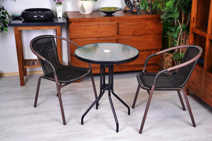 VCM Bistrostuhl dunkelbraun Polyrattan B/H/L: ca. 53x60x73 cm