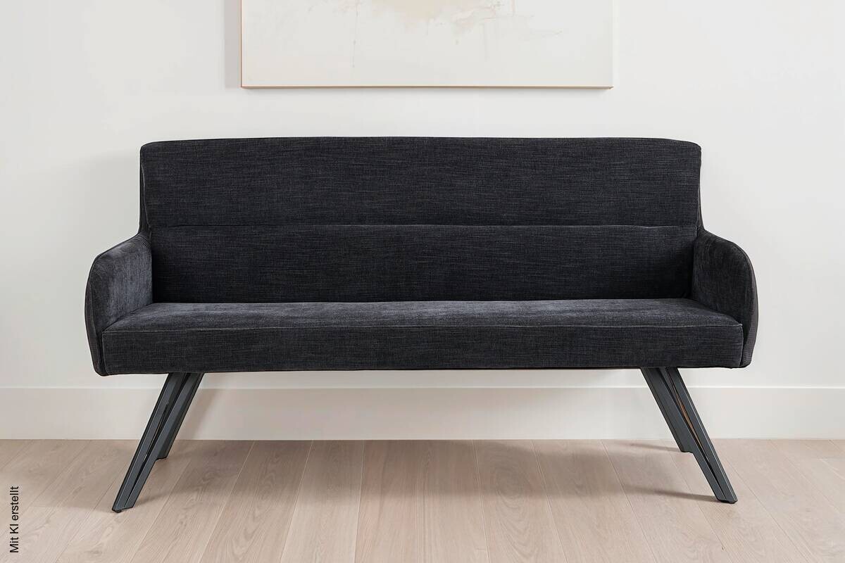 Sitzbank TINO schwarz Metall Microfaser B/H/T: ca. 160x94x67 cm
