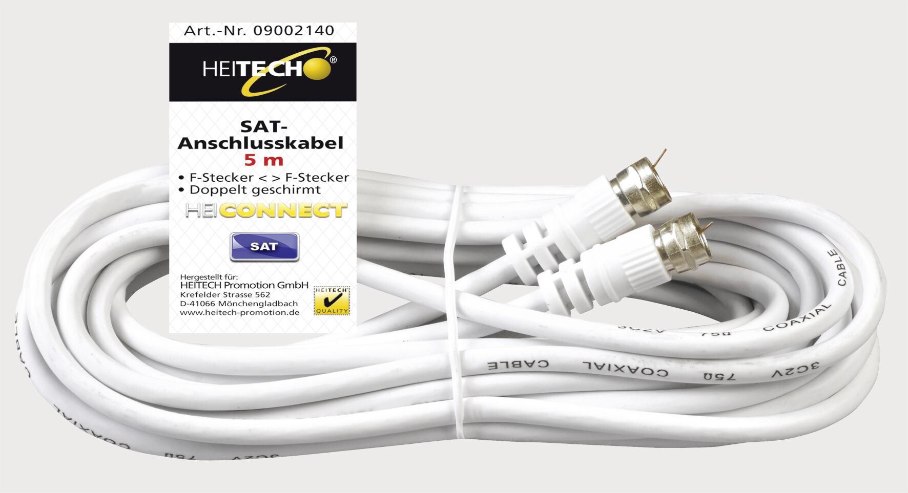 HeiTech SAT-Anschlusskabel 5,0m weiß