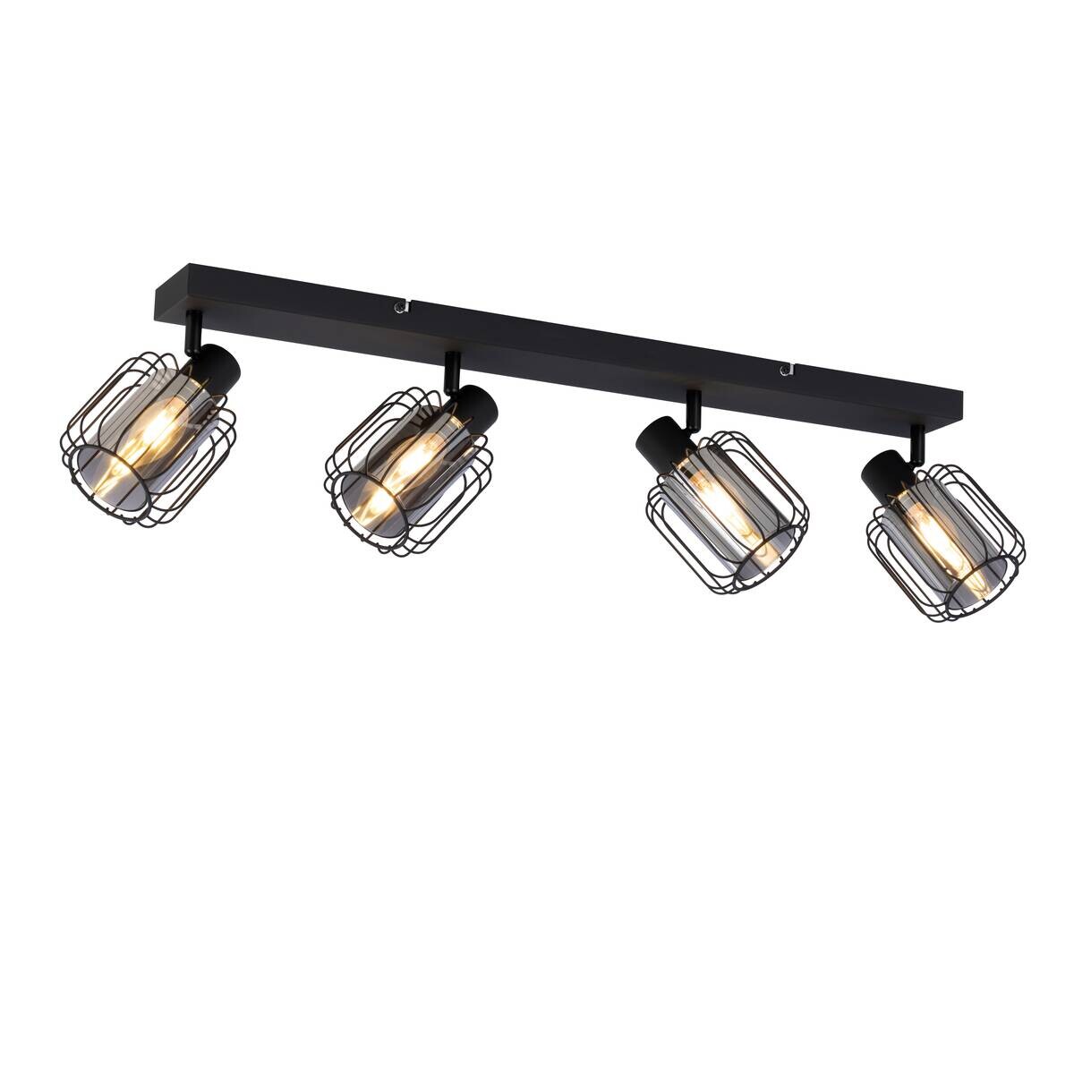POCOline Spot 4-flg. Solara schwarz Glas Metall B/H/L: ca. 17x14x77 cm E27 4 Brennstellen