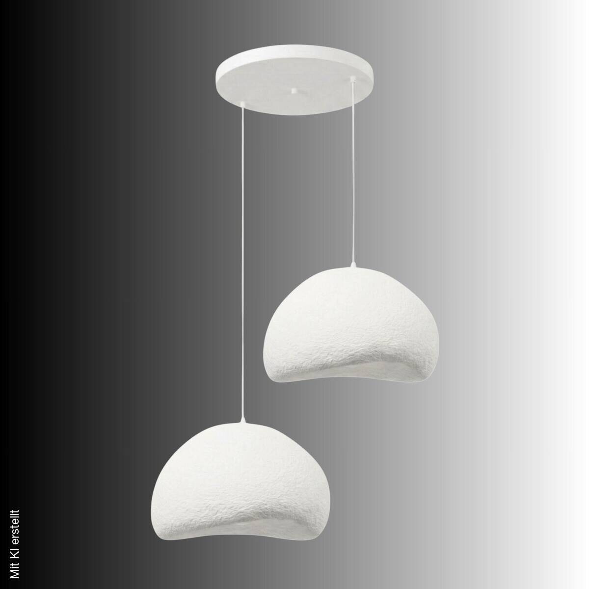 Opviq Pendelleuchte weiß Fiberglas Metall B/T/L: ca. 50x44x50 cm E27 2 Brennstellen