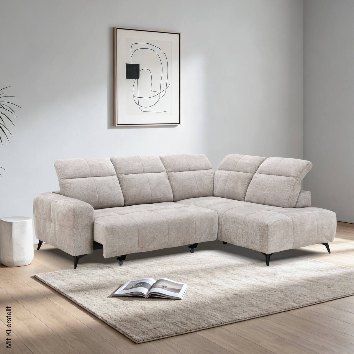 Ecksofa beige B/H/T: ca. 258x83x205 cm