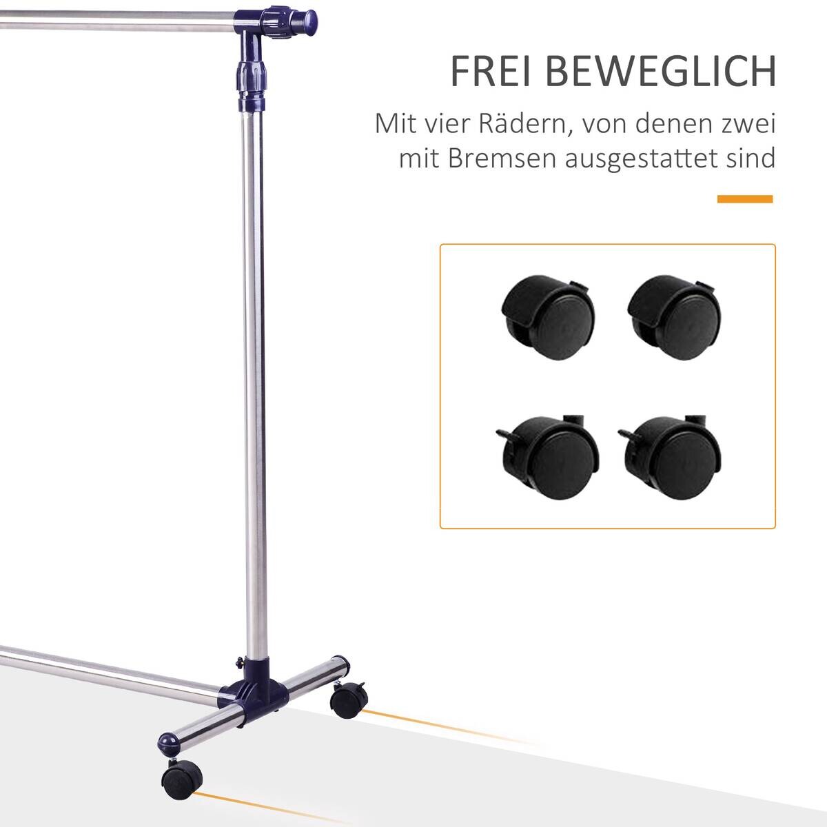 HOMCOM Garderobe silber Edelstahl B/H/L: ca. 45x86x95 cm