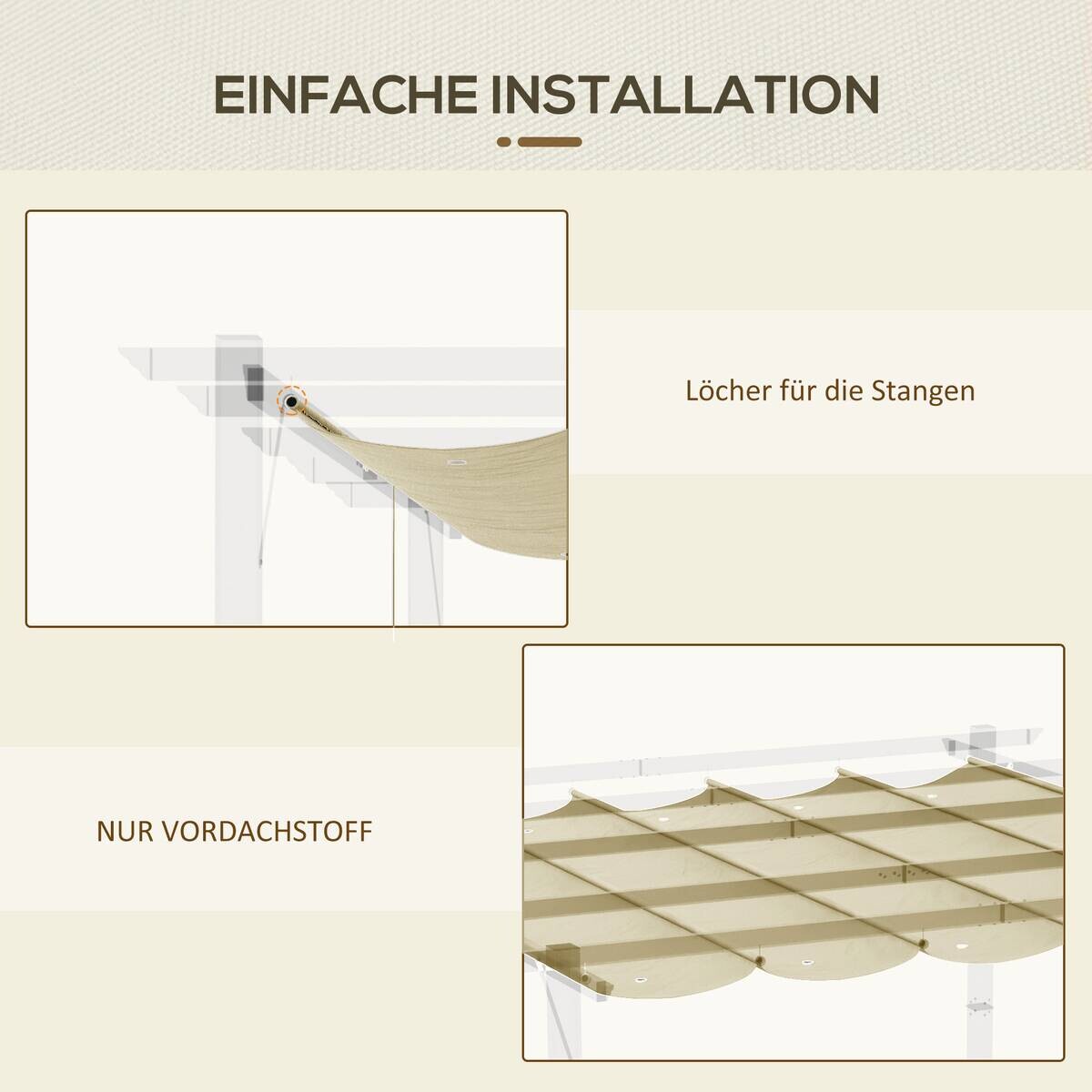Outsunny Ersatzdach beige Polyester B/H/L: ca. 260x6x350 cm