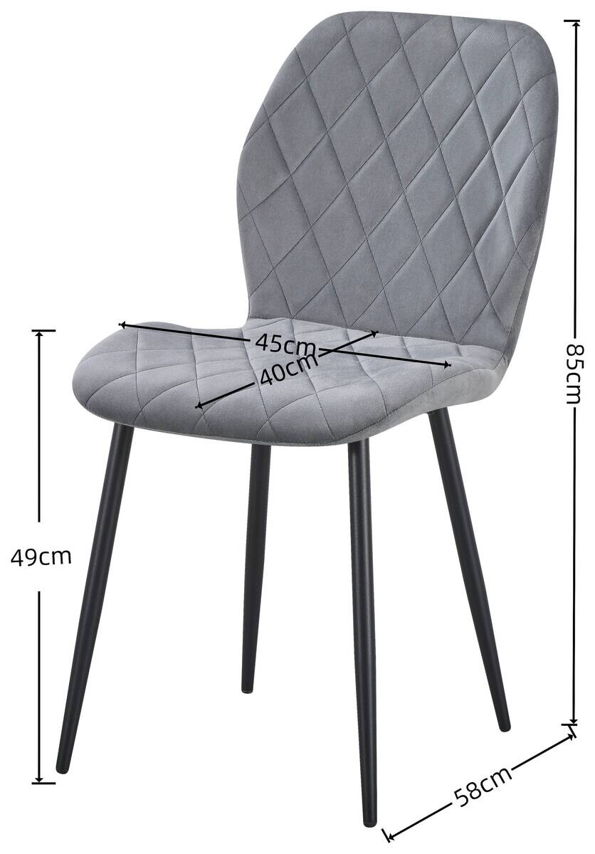 Stuhl Zoe grau Samtoptik B/H/T: ca. 45x85x58 cm