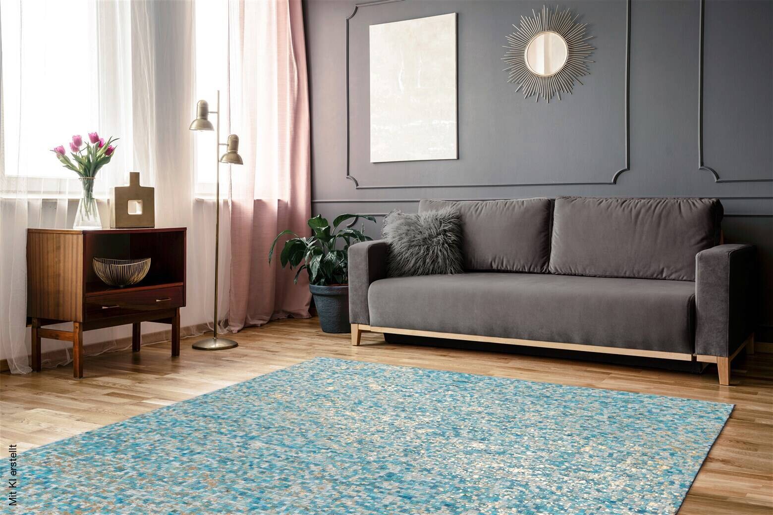 Arte Espina Flachflorteppich Finish 125 hellblau B/H/L: ca. 200x0,5x290 cm