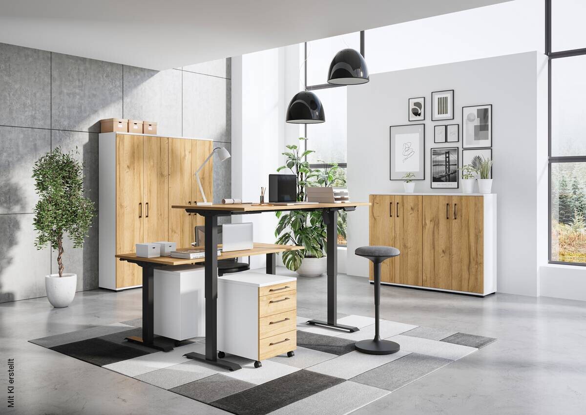 Schreibtisch 8022-582 Eiche Grand-Son Nachbildung schwarz B/H/T: ca. 120x118x80 cm