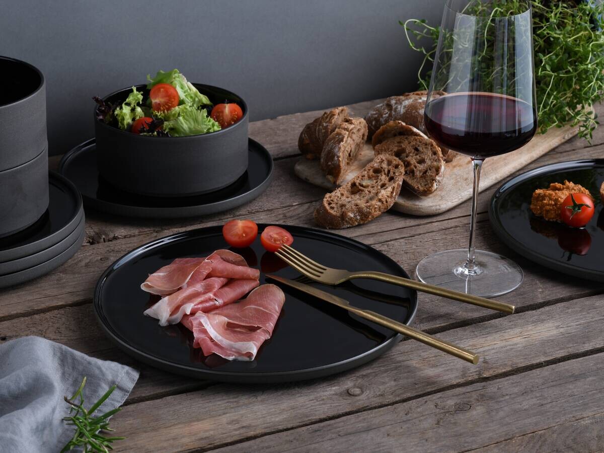 CreaTable Kombiservice Futuro schwarz Steinzeug 16 tlg.