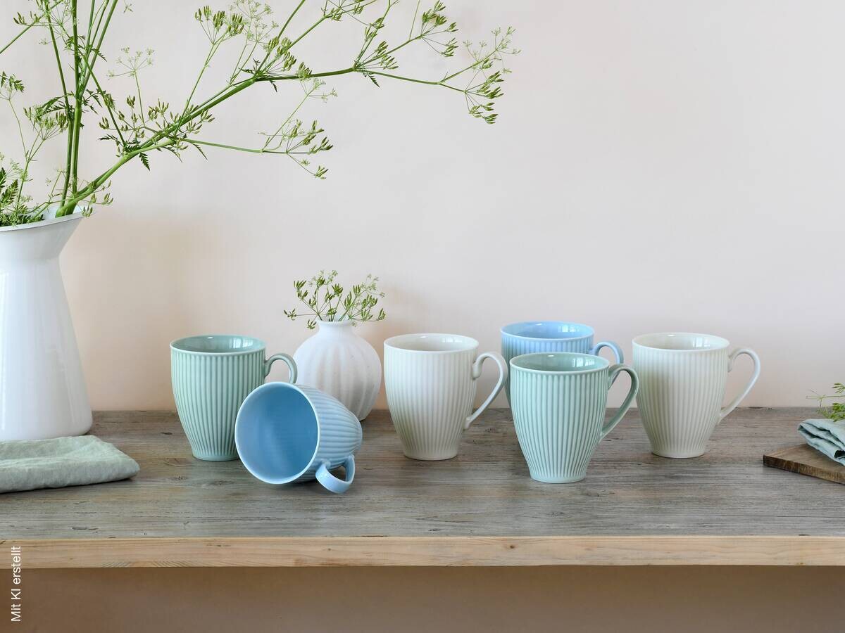 CreaTable Kaffeebecher Valencia bunt Porzellan 6 tlg.