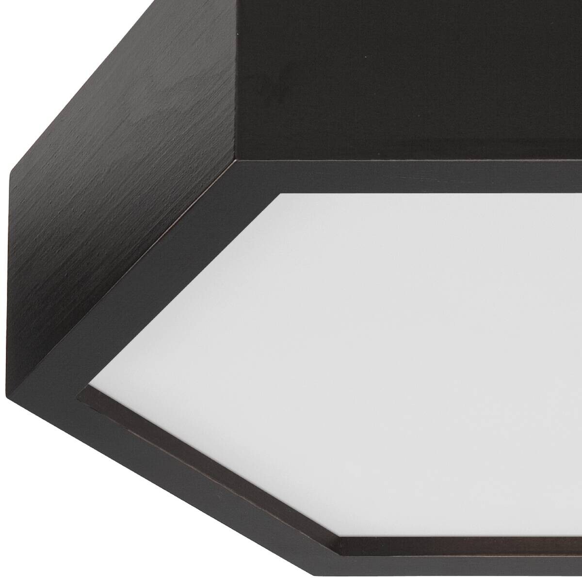 Lamkur Deckenleuchte dunkelbraun Glas Holz B/H/L: ca. 33x12x33 cm 1 Brennstellen