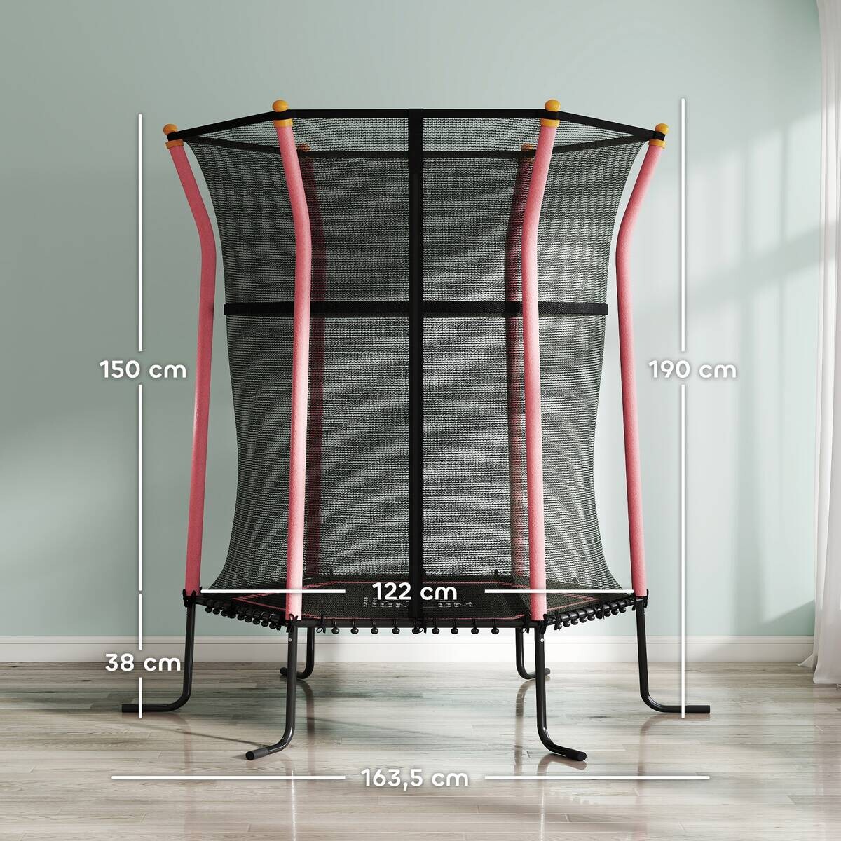 HOMCOM Kindertrampolin rosa B/H/L: ca. 163,5x190x163,5 cm