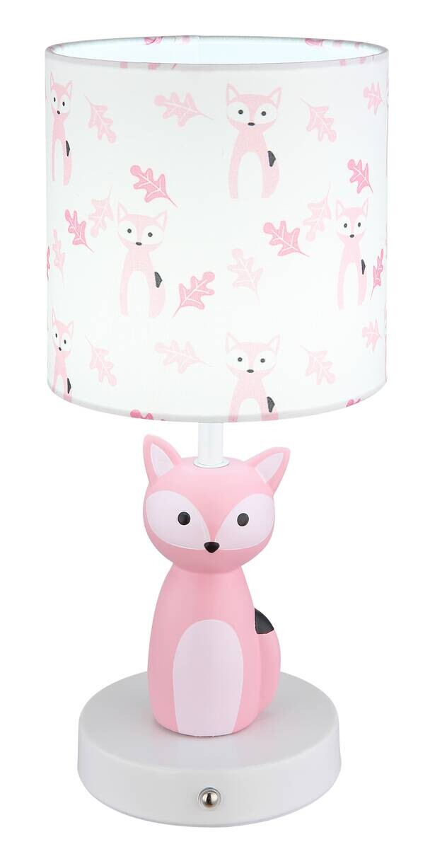 GLOBO Tischleuchte pink weiß Textil Metall Keramik H/D: ca. 33,5x15 cm 1 Brennstellen