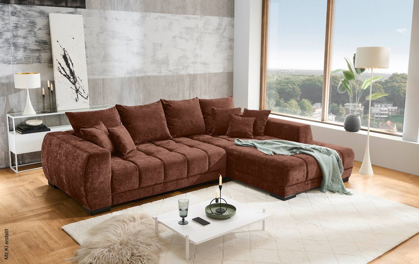 Ecksofa rost Microfaser B/H/T: ca. 300x86x215 cm