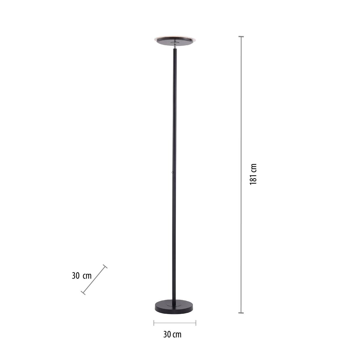 Just Light Stehlampe HANS 11729-18 schwarz Kunststoff Eisen H/D: ca. 181x30 cm 1 Brennstellen