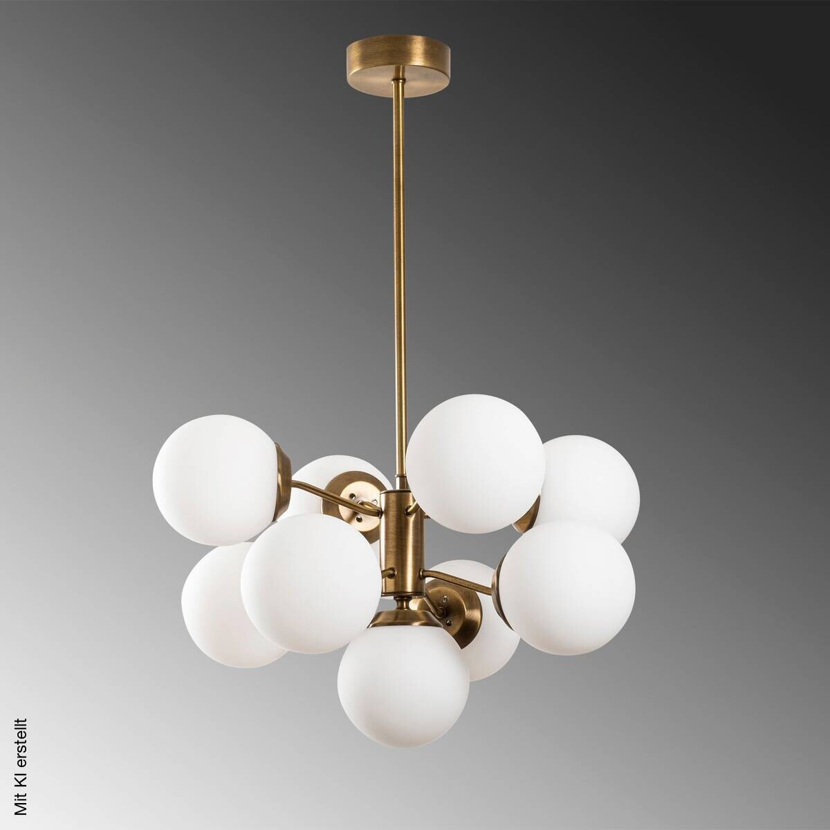 Opviq Pendelleuchte Mudoni weiß Glas B/H/T/L/D: ca. 70x80x70x70x70 cm E27 9 Brennstellen