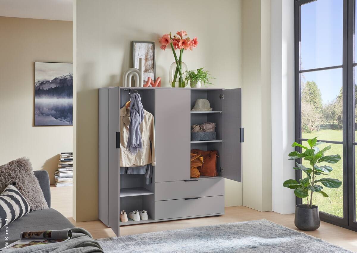 Kombikommode Easy Plus Black Sahara grau B/H/T: ca. 130x140x40 cm