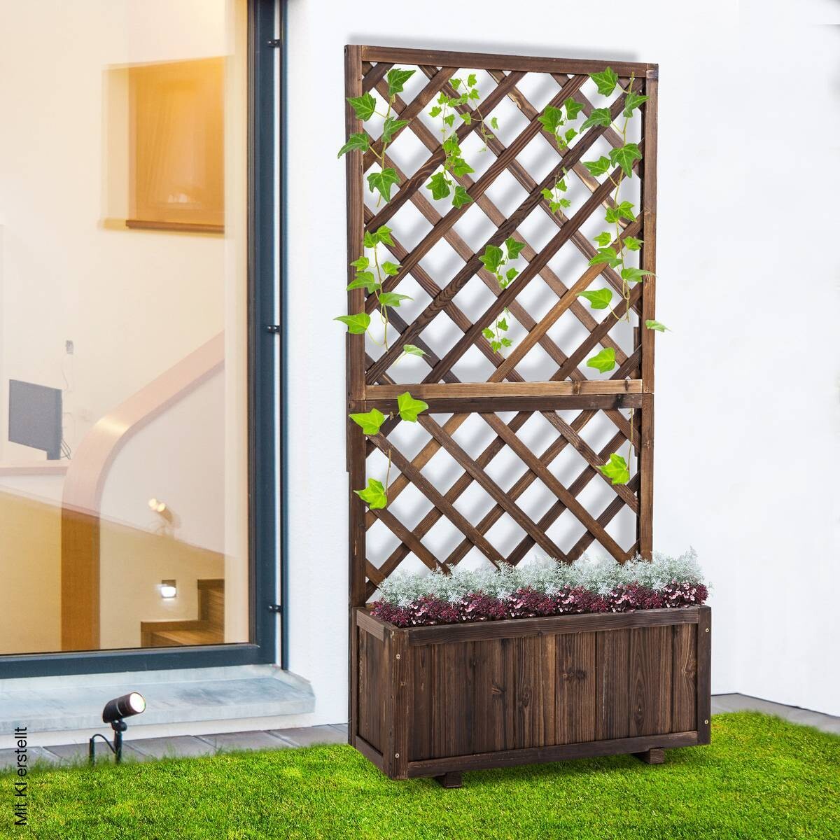 Outsunny Pflanzkasten dunkelbraun Holz B/H/L: ca. 32x150x73 cm