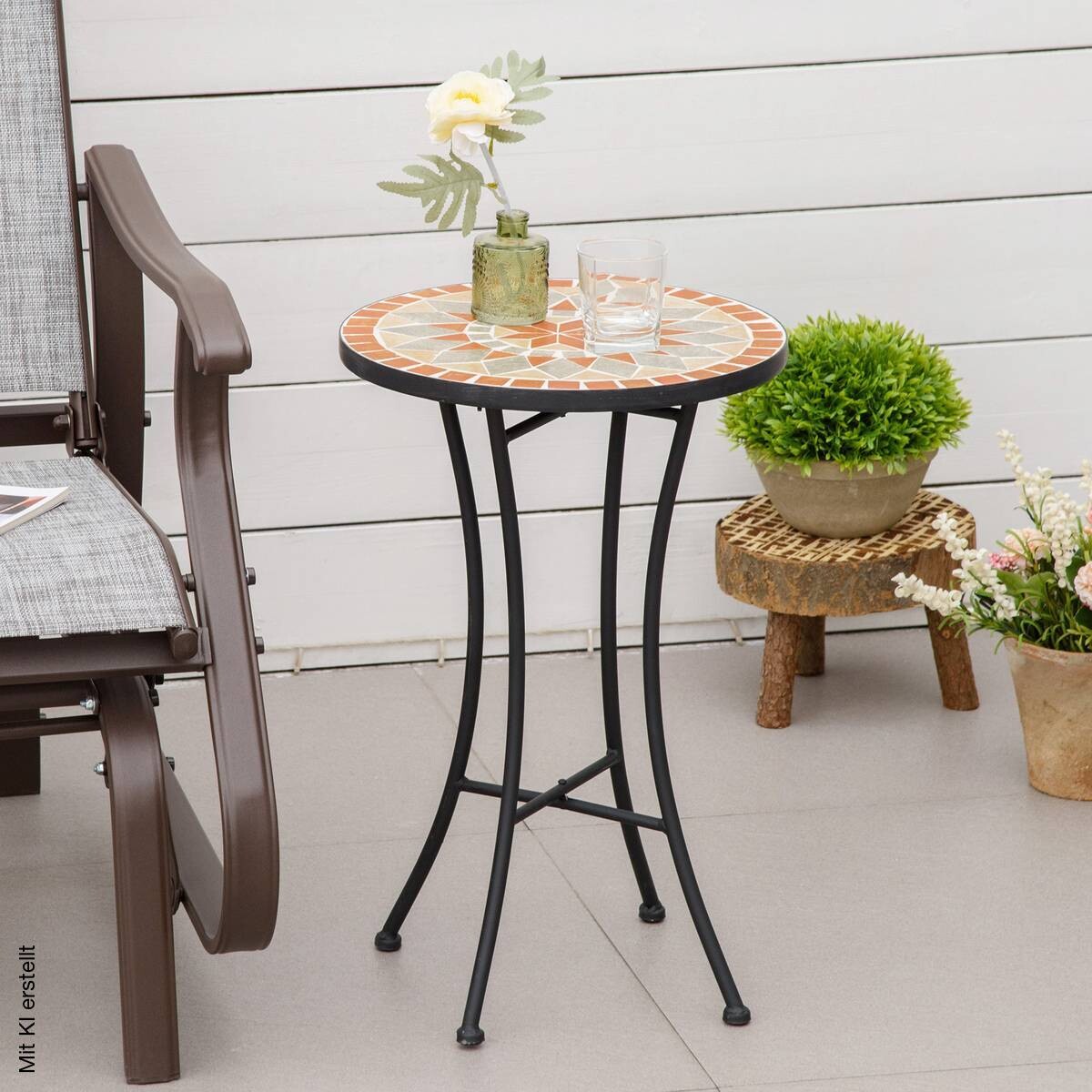 Outsunny Gartentisch schwarz Keramik H/D: ca. 54x36 cm