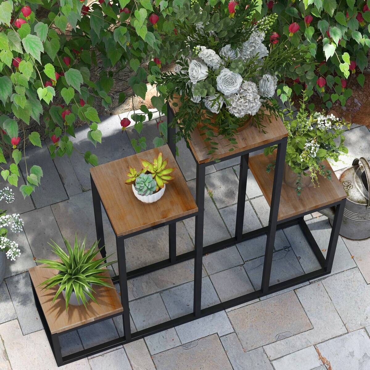 Outsunny Blumenregal hellbraun Holz B/H/L: ca. 20x74x80 cm