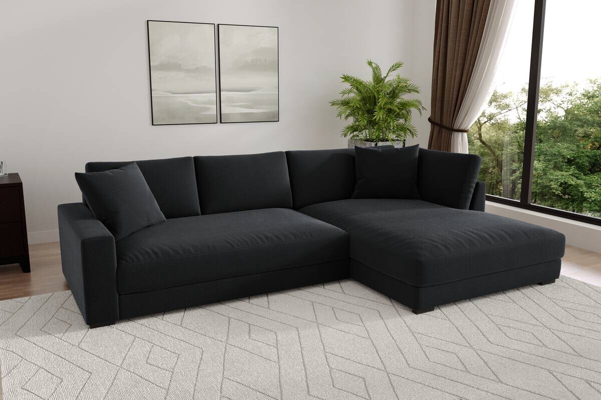 Ecksofa schwarz Microfaser B/H/T: ca. 300x83x190 cm