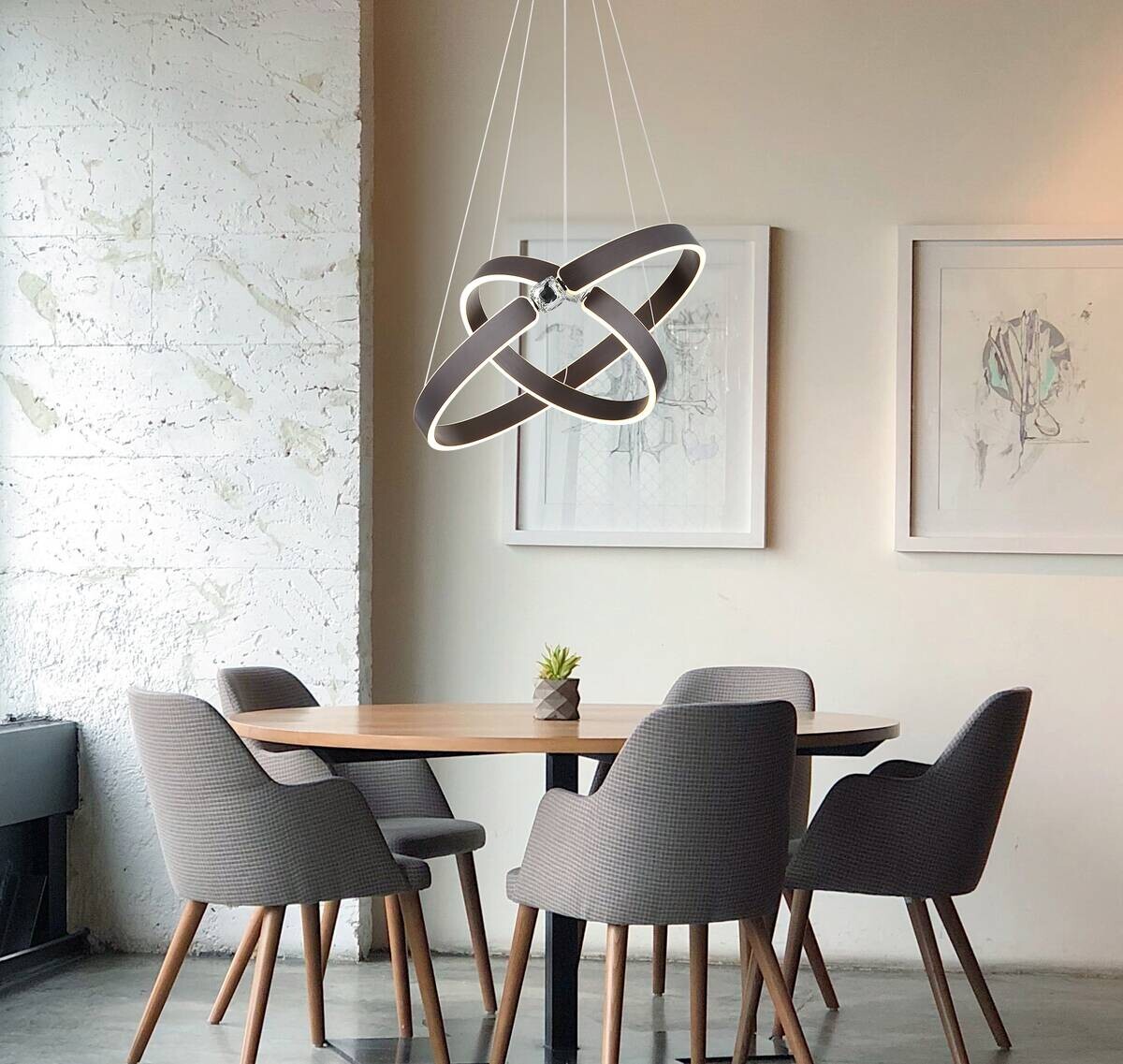 GLOBO LED-Pendelleuchte bronze Opal Metall Acryl H/L: ca. 125x60 cm