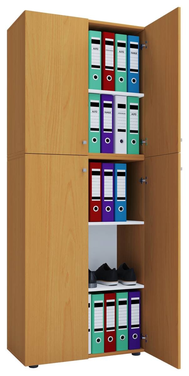 Büroschrank Lona XXL buche Nachbildung weiß B/H/T: ca. 70x183x39 cm