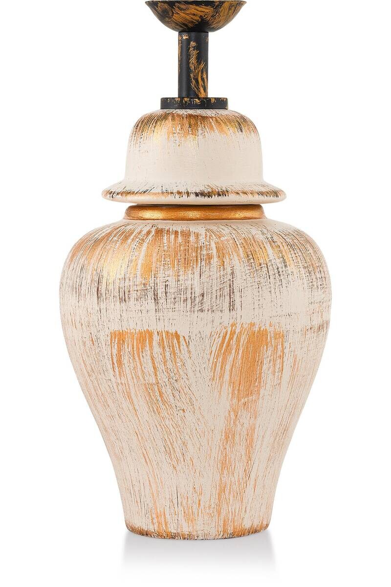 Opviq Tischleuchte beige gold Metall Stoff B/H/T/L/D: ca. 18x50x18x18x18 cm E27 1 Brennstellen