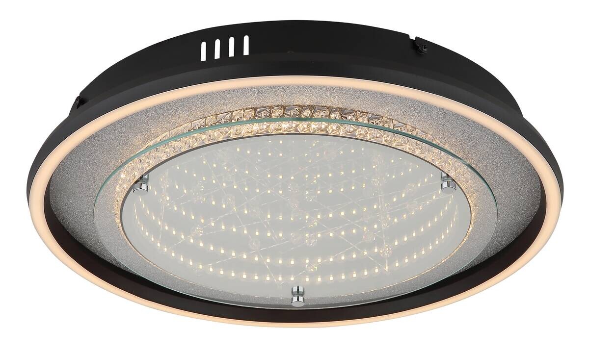 GLOBO Deckenleuchte silber klar schwarz Aluminium Glas Kunststoff H/D: ca. 6,8x40 cm 1 Brennstellen