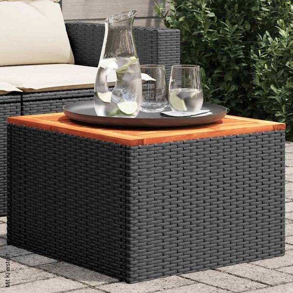 vidaXL Gartentisch schwarz Akazie B/H/L: ca. 55x37x55 cm